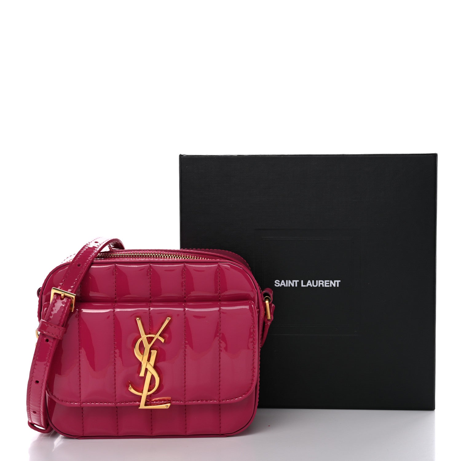 Saint Laurent Patent Matelasse Monogram Toy Vicky Camera Bag Freesia 15 of 15