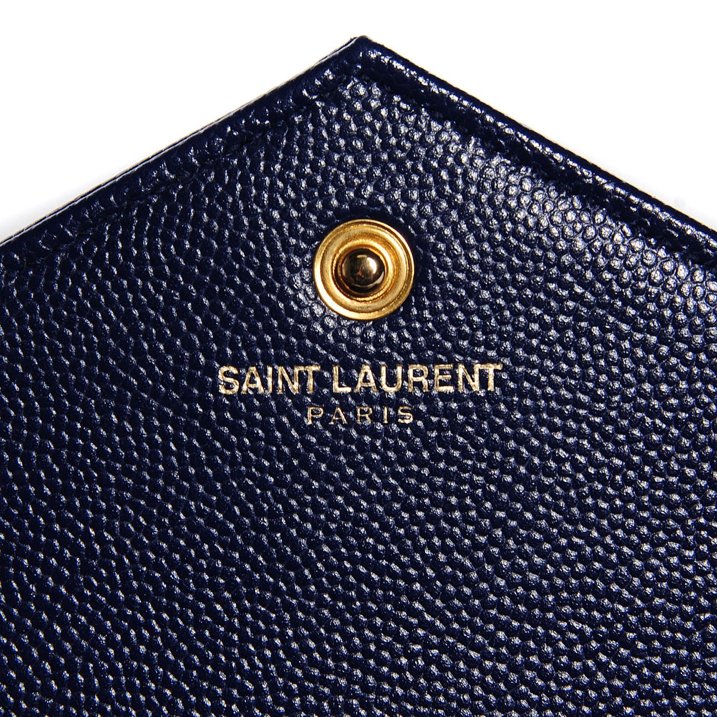 Grain de Poudre Matelasse Chevron Medium Monogram Chain Wallet Navy