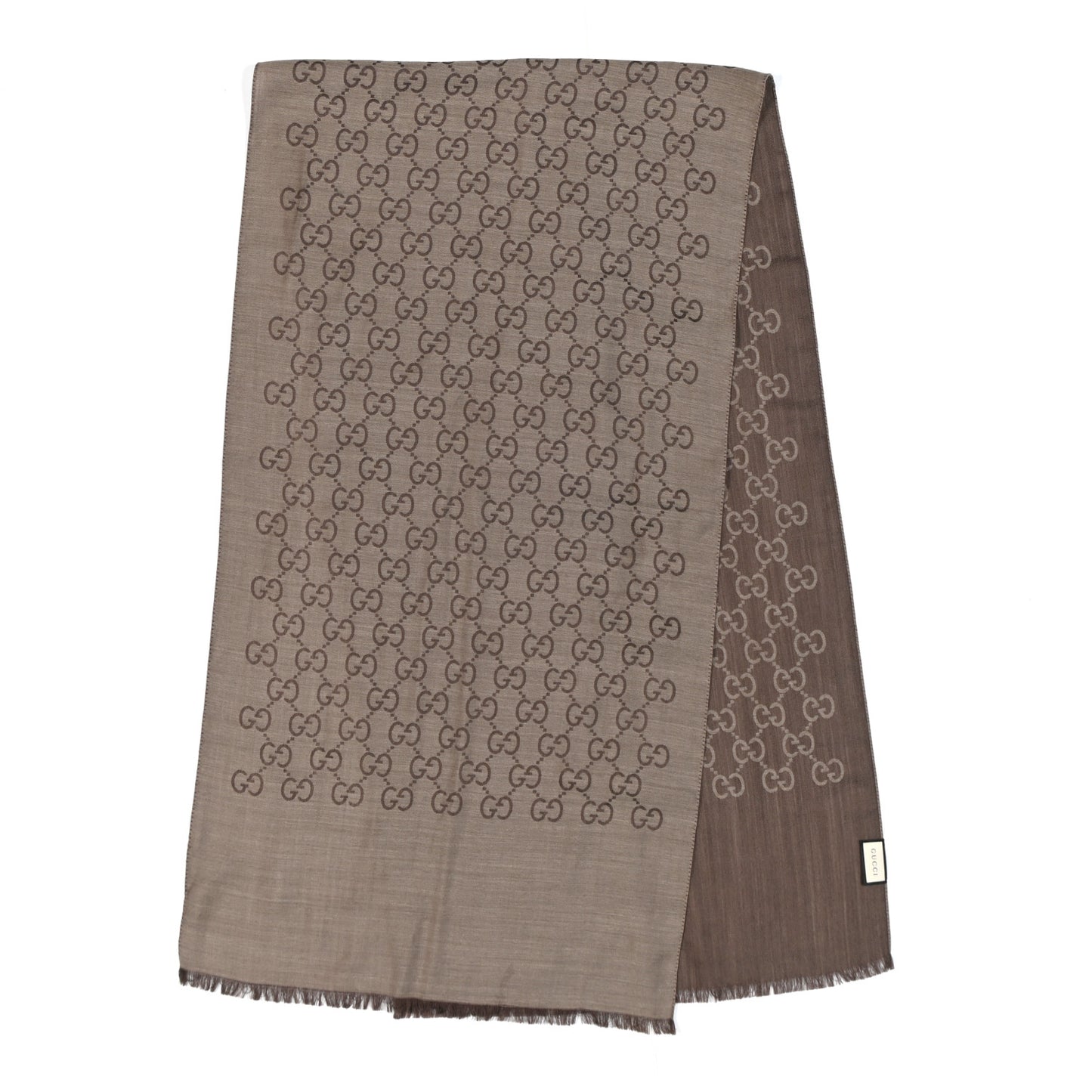 Wool Silk GG Monogram GGNat Scarf Rope Dark Brown