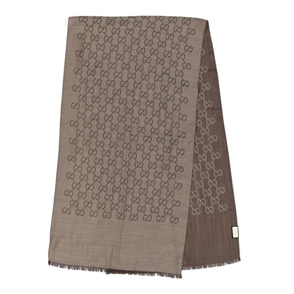 Gucci Wool Silk GG Monogram GGNat Scarf Rope Dark Brown 2 of 6