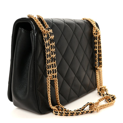 Chanel Lambskin Quilted Chain To Chain Flap Black Black 3 of 11