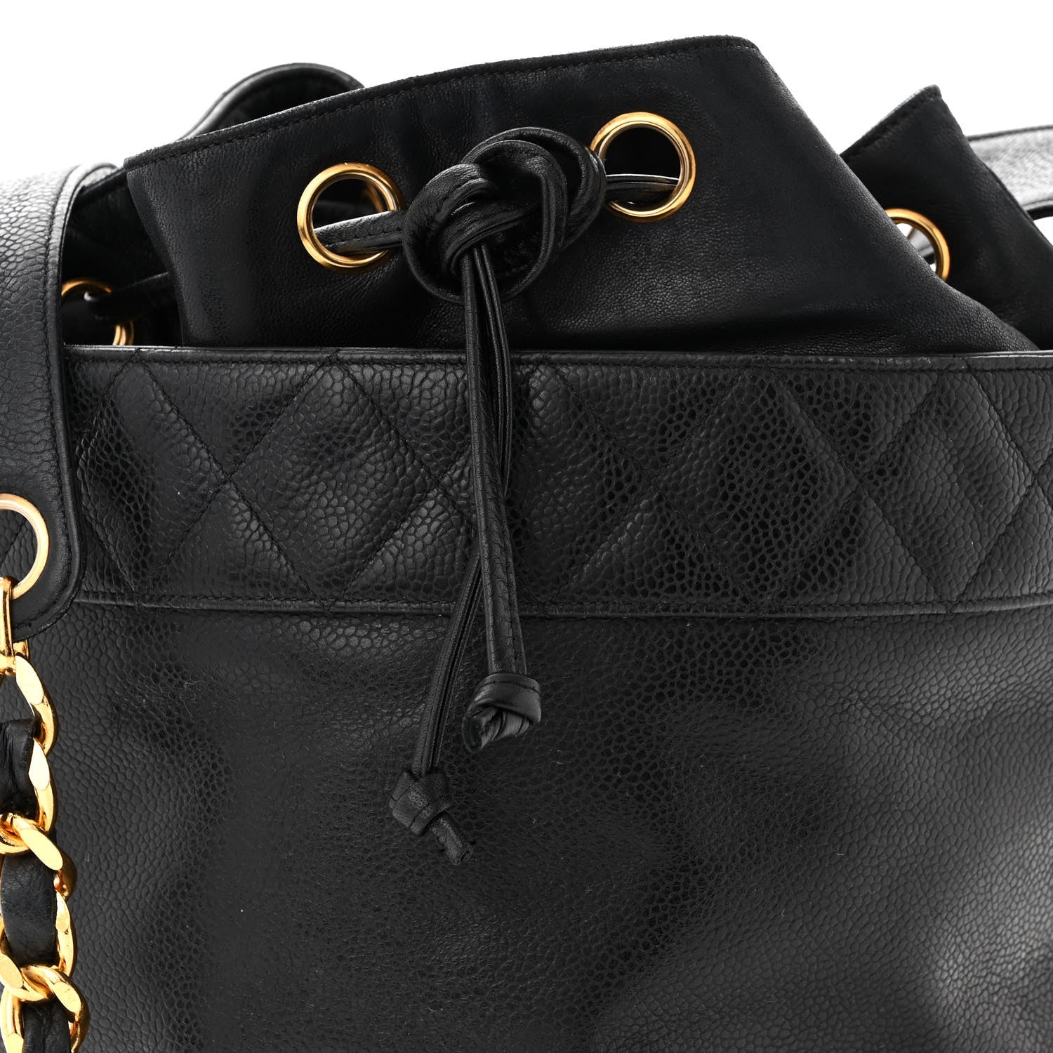 Chanel Caviar Drawstring Bucket Shoulder Bag Black 9 of 14