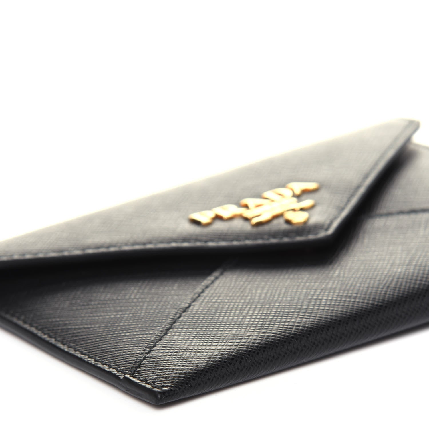 Prada Saffiano Metal Envelope Compact Wallet Black 7 of 8
