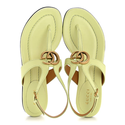 Gucci Calfskin Double G Thong Flat Sandals 35 Pistachio Green 2 of 9