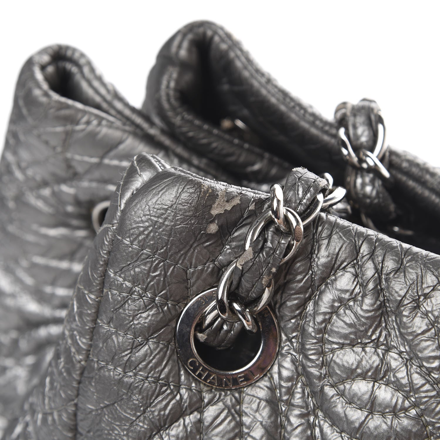 Chanel Vinyl Graphic Edge Tote Silver 15 of 21