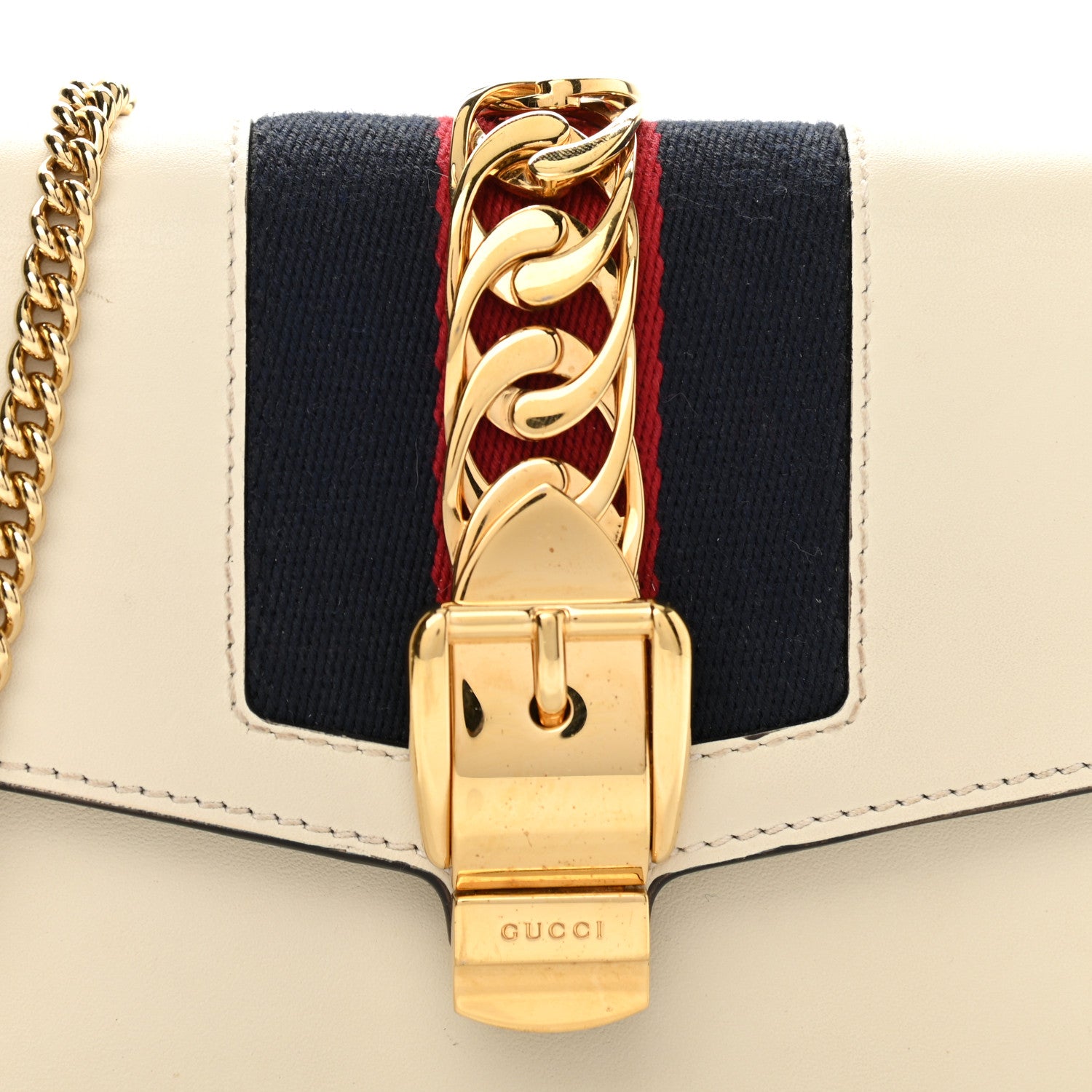 Gucci Calfskin Super Mini Sylvie Chain Shoulder Bag White 9 of 12