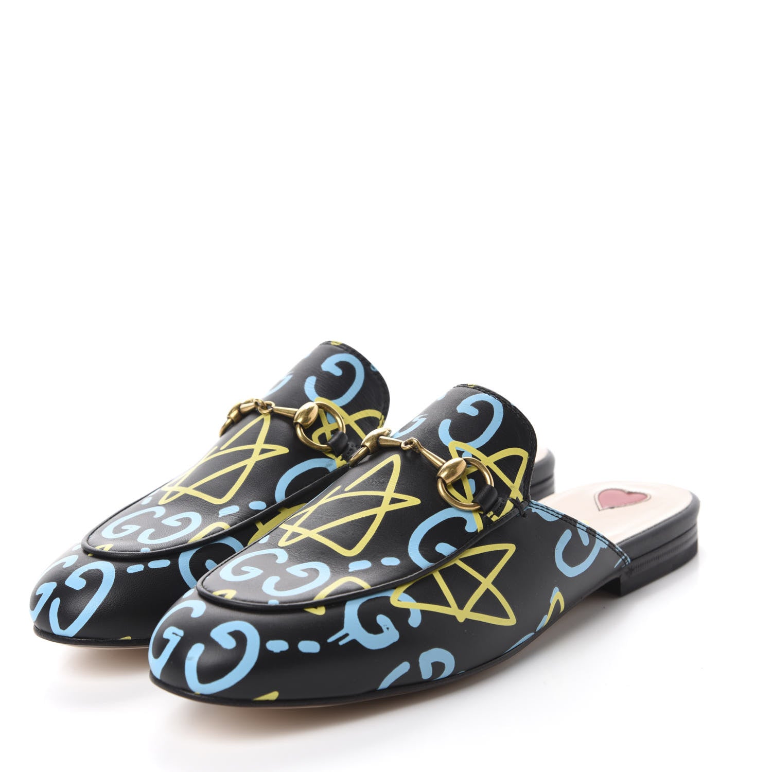 Gucci Calfskin GucciGhost Print Womens Princetown Slippers 36.5 Black New Acquamarine 3 of 10