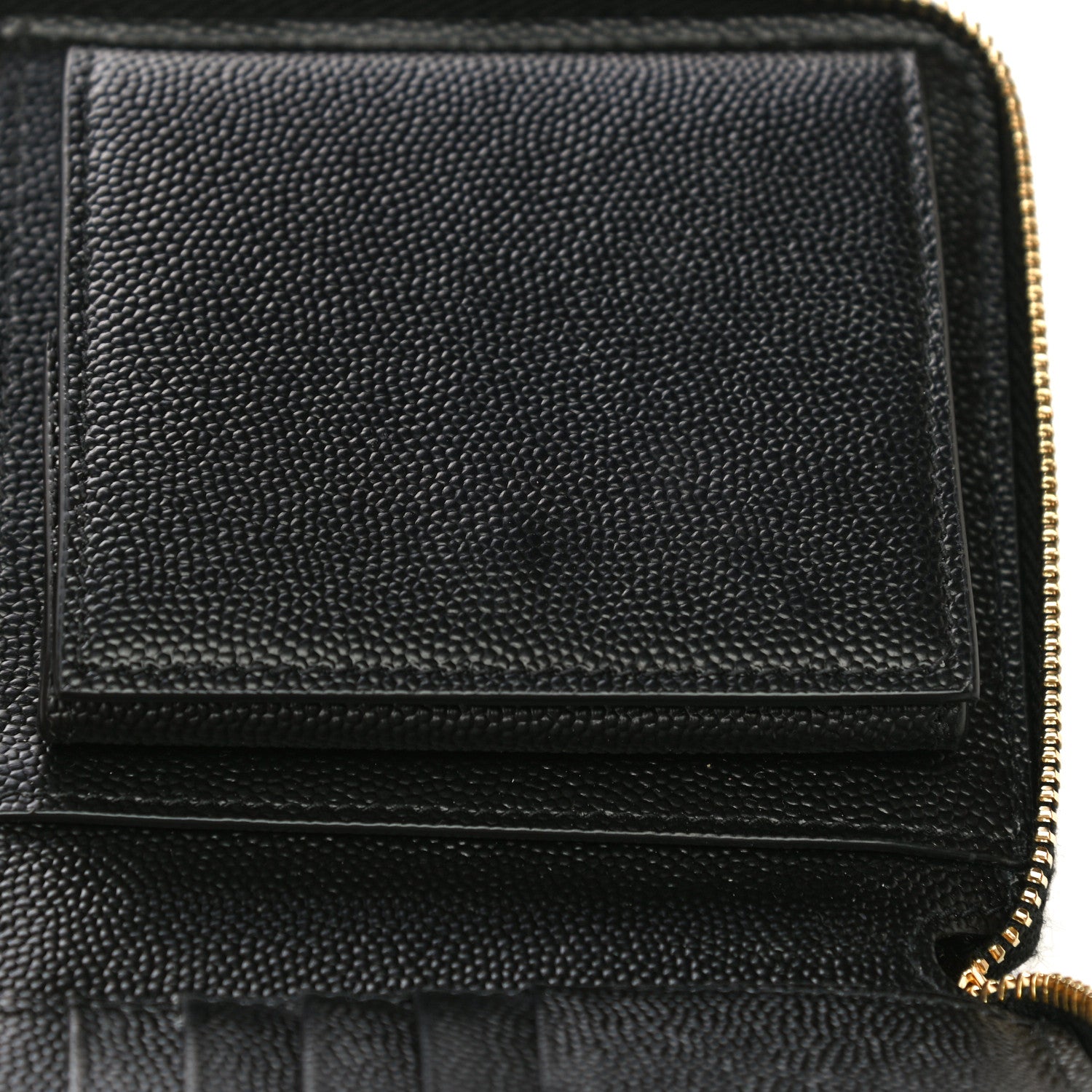 Saint Laurent Grain De Poudre Matelasse Chevron Monogram Compact Zip Around Wallet Black 14 of 21