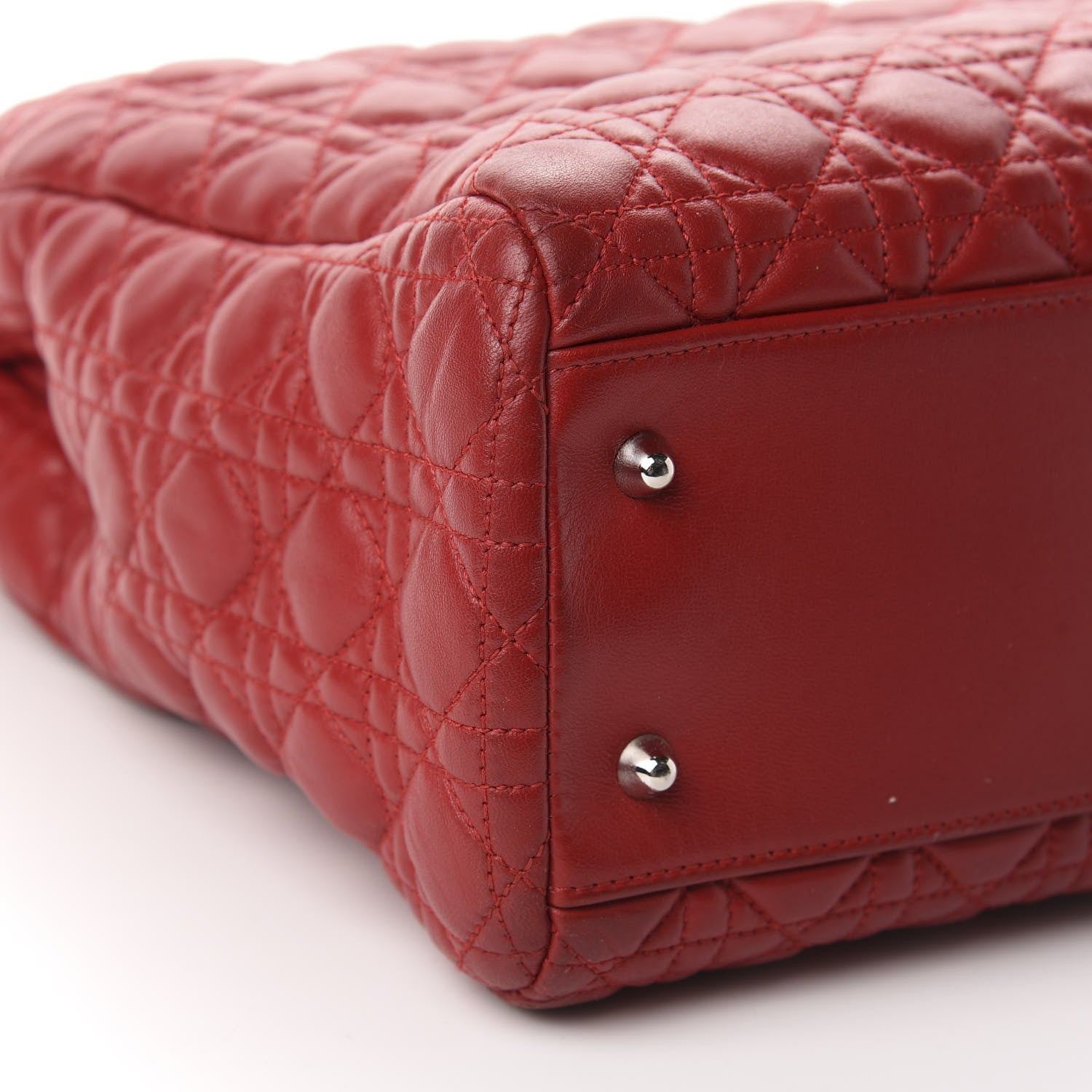 Christian Dior Lambskin Cannage Large Dior Soft Shopping Tote Red 6 of 10