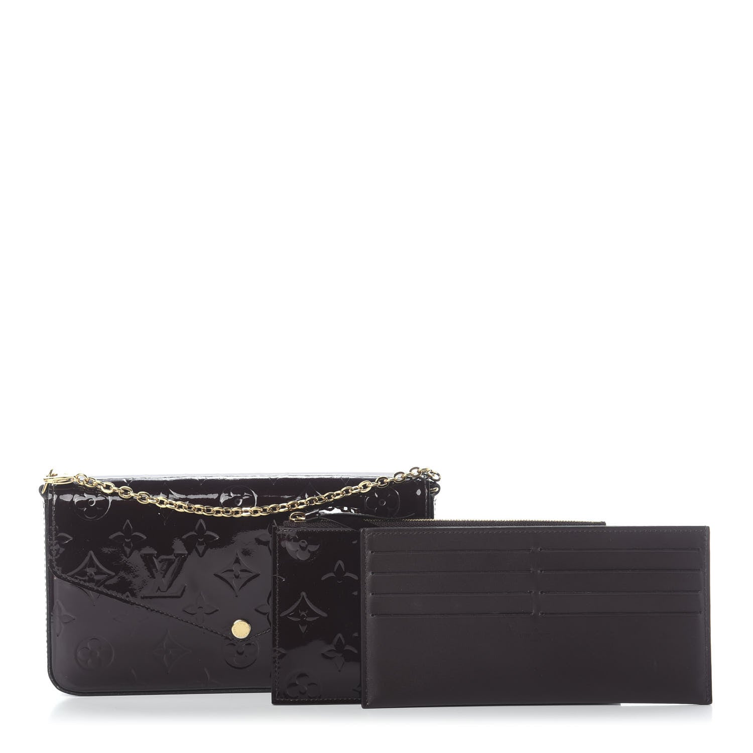Louis Vuitton Vernis Pochette Felicie Chain Wallet Amarante 3 of 9