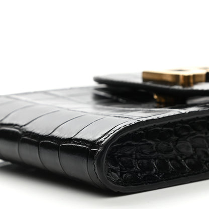 Balenciaga Shiny Calfskin Crocodile Embossed B Phone Holder Black 8 of 8