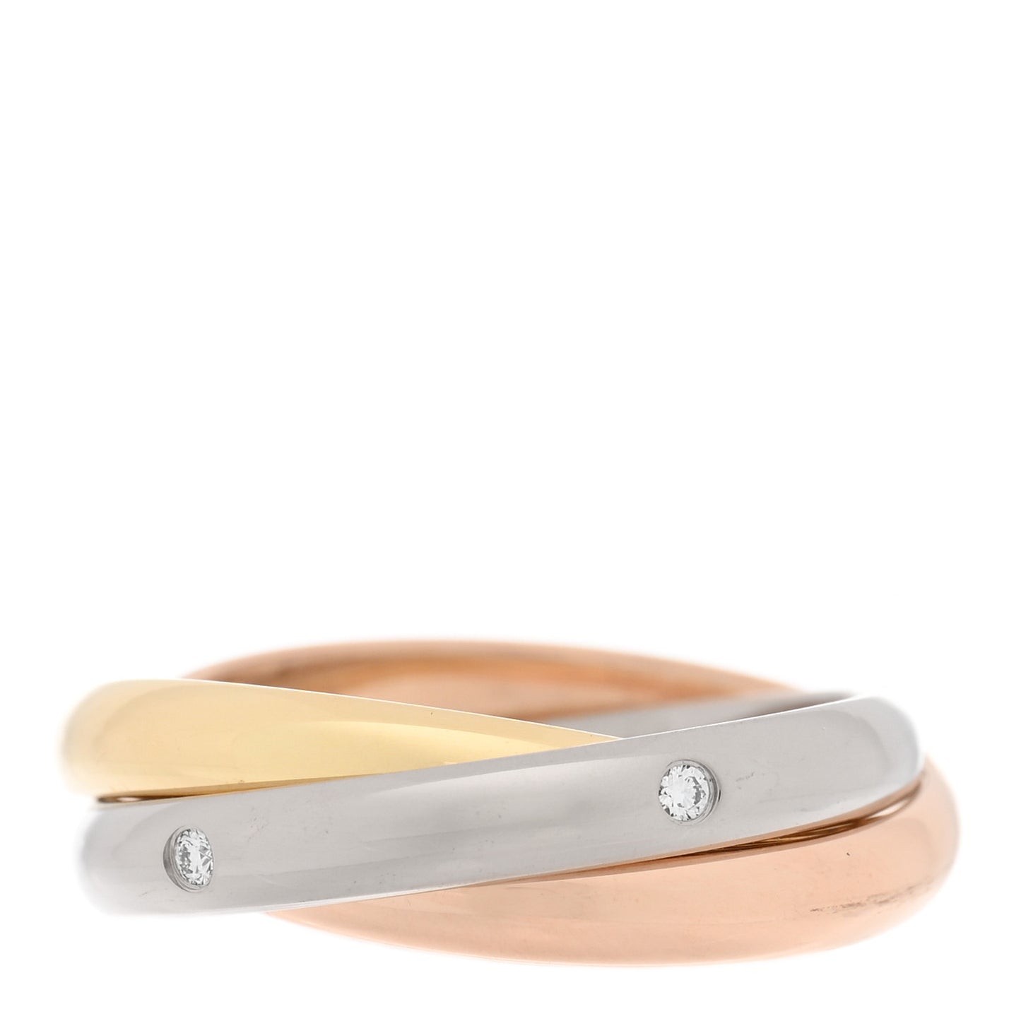 18K Pink Yellow White Gold Diamond Trinity Ring 56 7.5