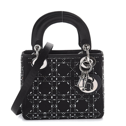 Christian Dior Satin Crystal Cannage Mini Lady Dior Black 1 of 7