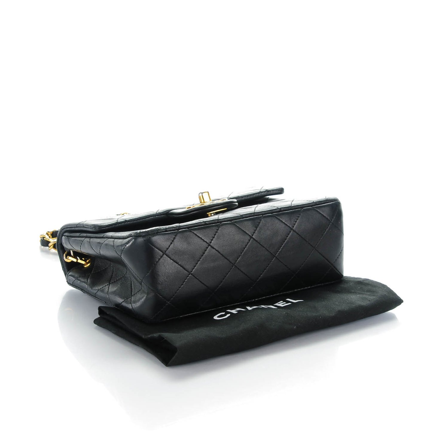 Lambskin Quilted Mini Square Flap Black