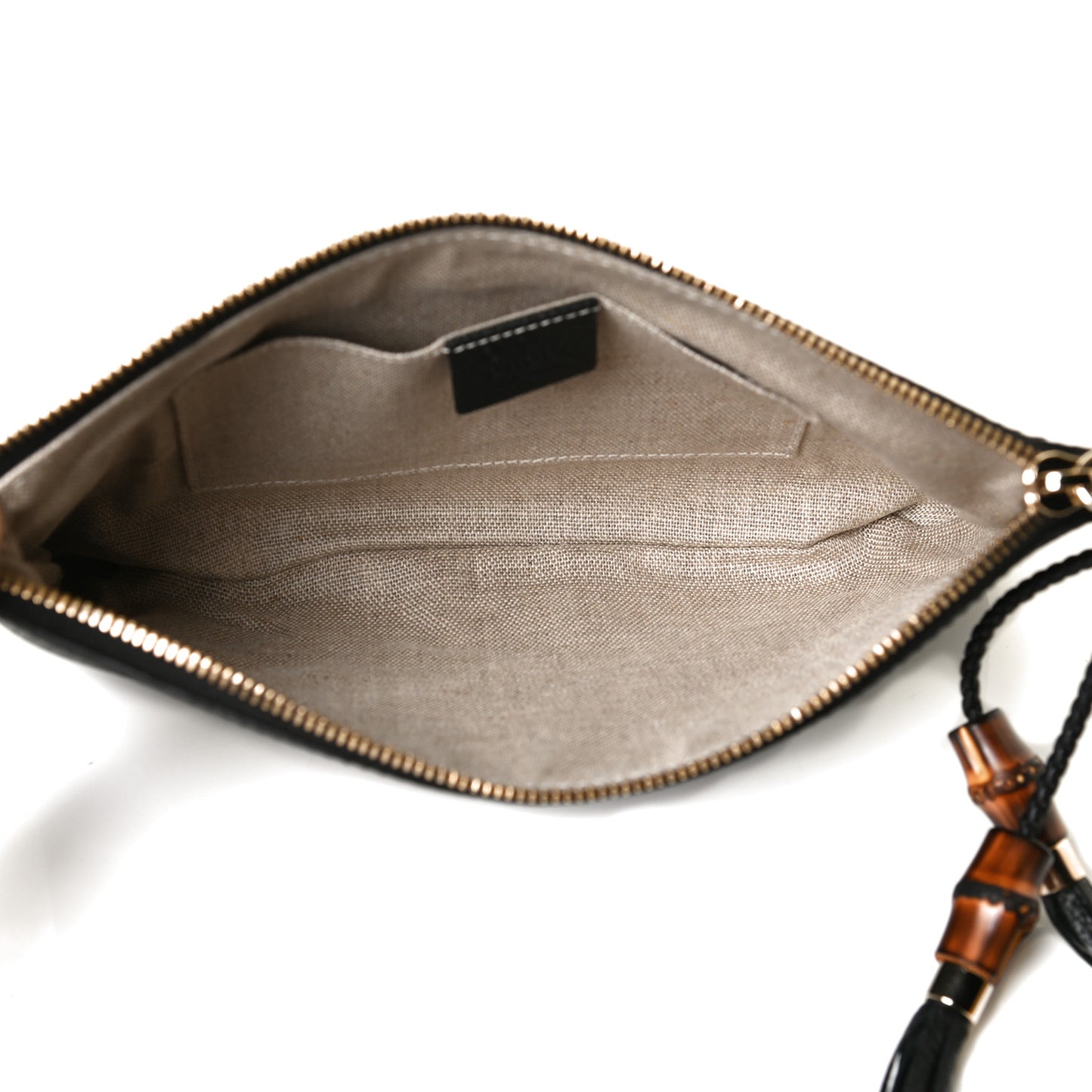 Pebbled Calfskin Large Bamboo Clutch Black