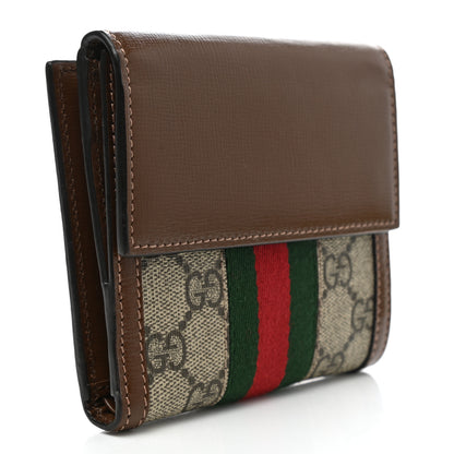 Gucci GG Supreme Monogram Textured Calfskin Web Jackie 1961 French Flap Wallet Beige Ebony Brown Sugar 3 of 9