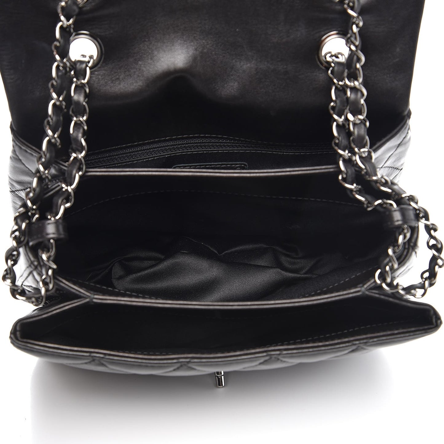 Lambskin Quilted 3 Large Flap Black