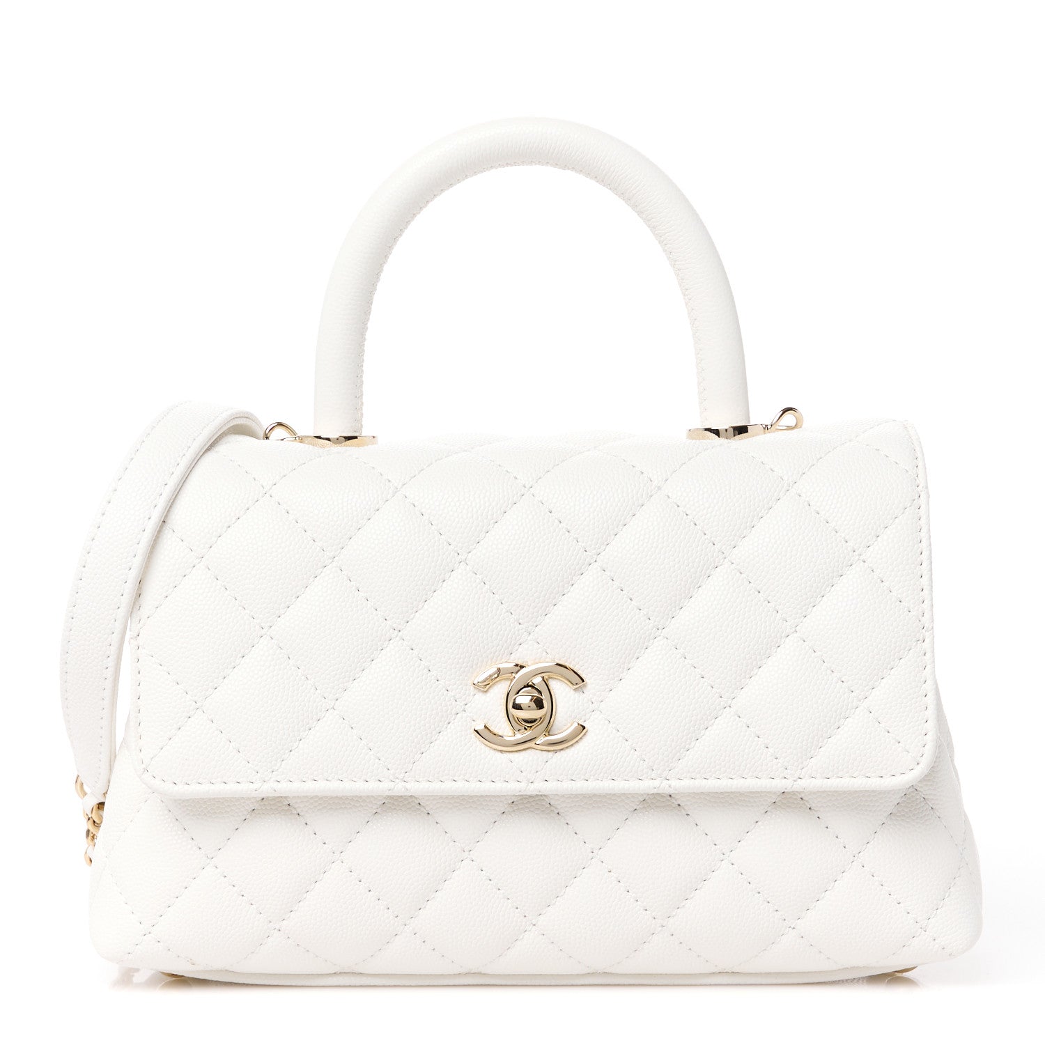 Chanel Caviar Quilted Mini Coco Handle Flap White 1 of 12