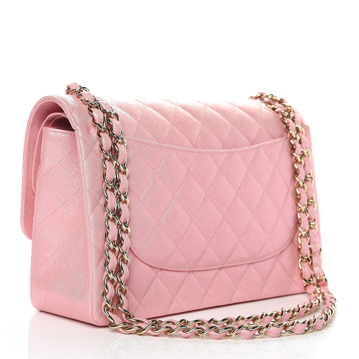 Chanel Iridescent Caviar Quilted Jumbo Double Flap Rose Pink 3 of 11