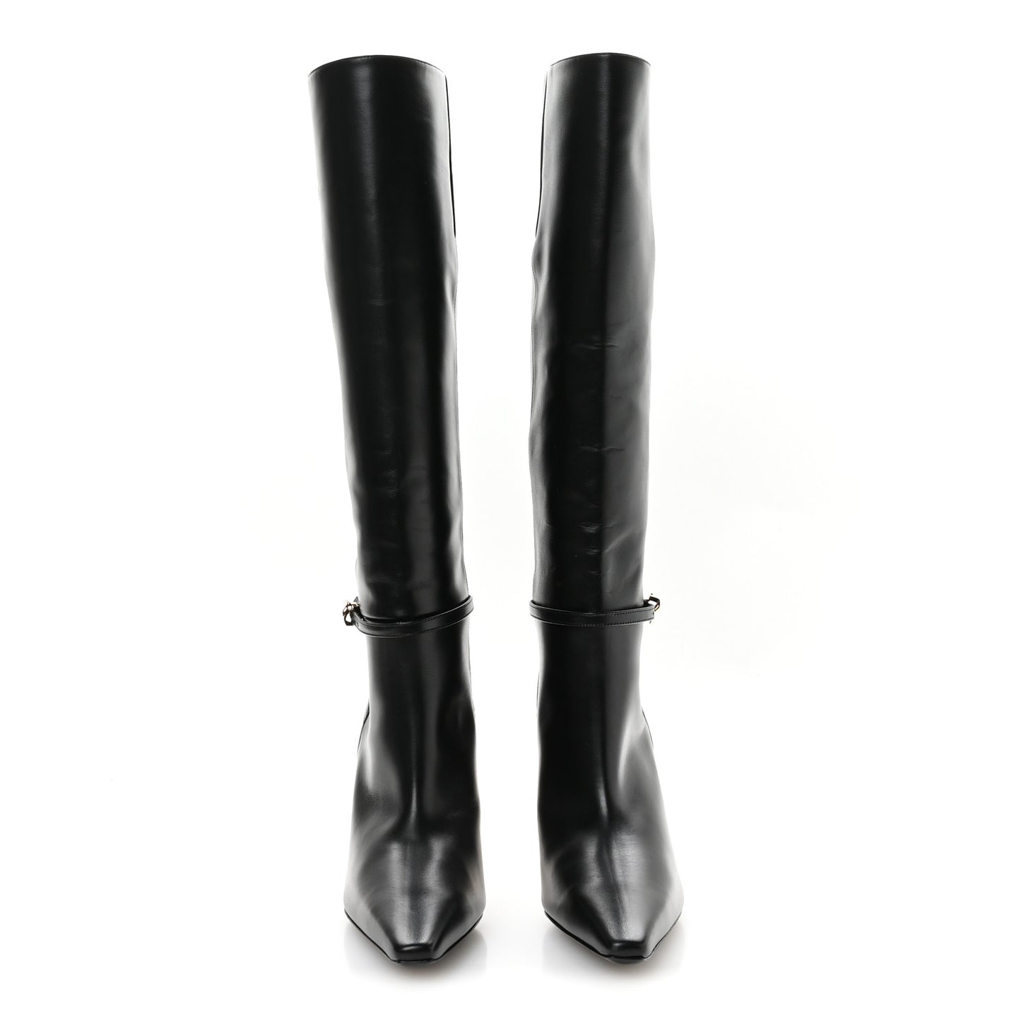 Grained Calfskin G Cube Knee High Boots 38 Black