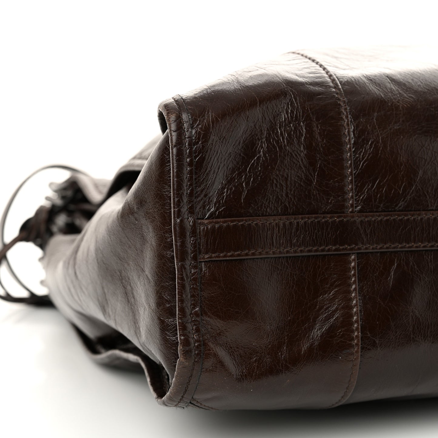 Glossy Calfskin Triangle Extra Large Bonnie Shoulder Bag Dark Brown