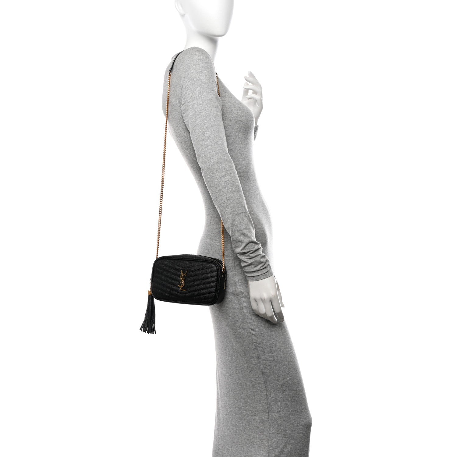 Saint Laurent Grain De Poudre Matelasse Monogram Mini Lou Camera Bag Black 2 of 13