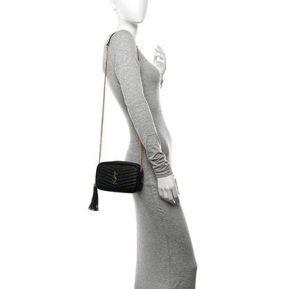 Saint Laurent Grain De Poudre Matelasse Monogram Mini Lou Camera Bag Black 2 of 13