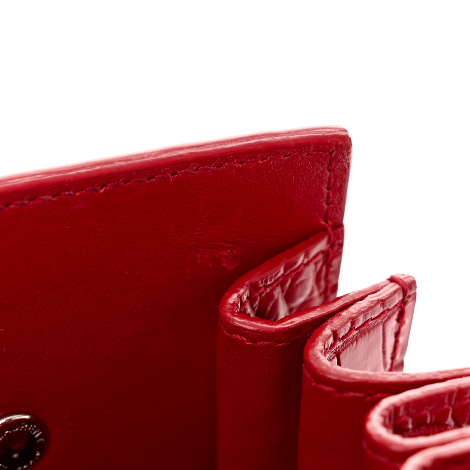 Saint Laurent Calfskin Crocodile Embossed Nano Sac De Jour Red 10 of 10