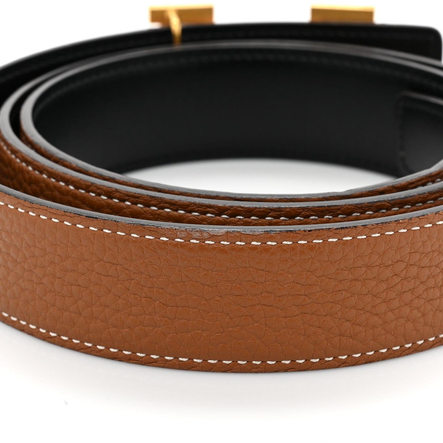 Hermes Box Togo 32mm Guilloche H Belt 95 38 Black Gold 6 of 7