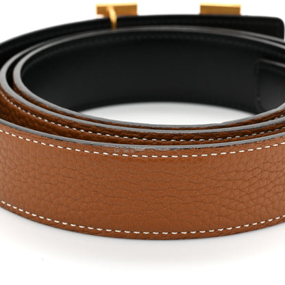 Hermes Box Togo 32mm Guilloche H Belt 95 38 Black Gold 6 of 7