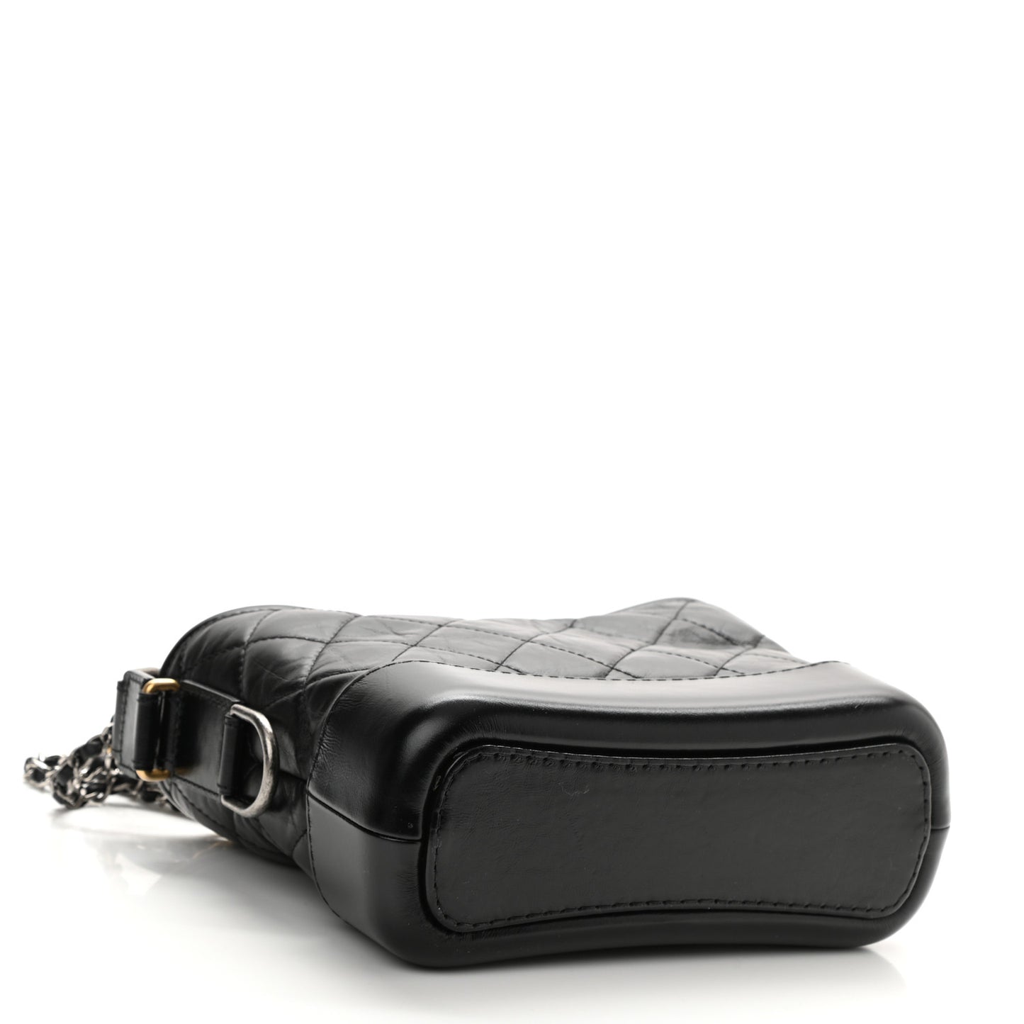 Aged Calfskin Quilted Small Gabrielle Hobo Black