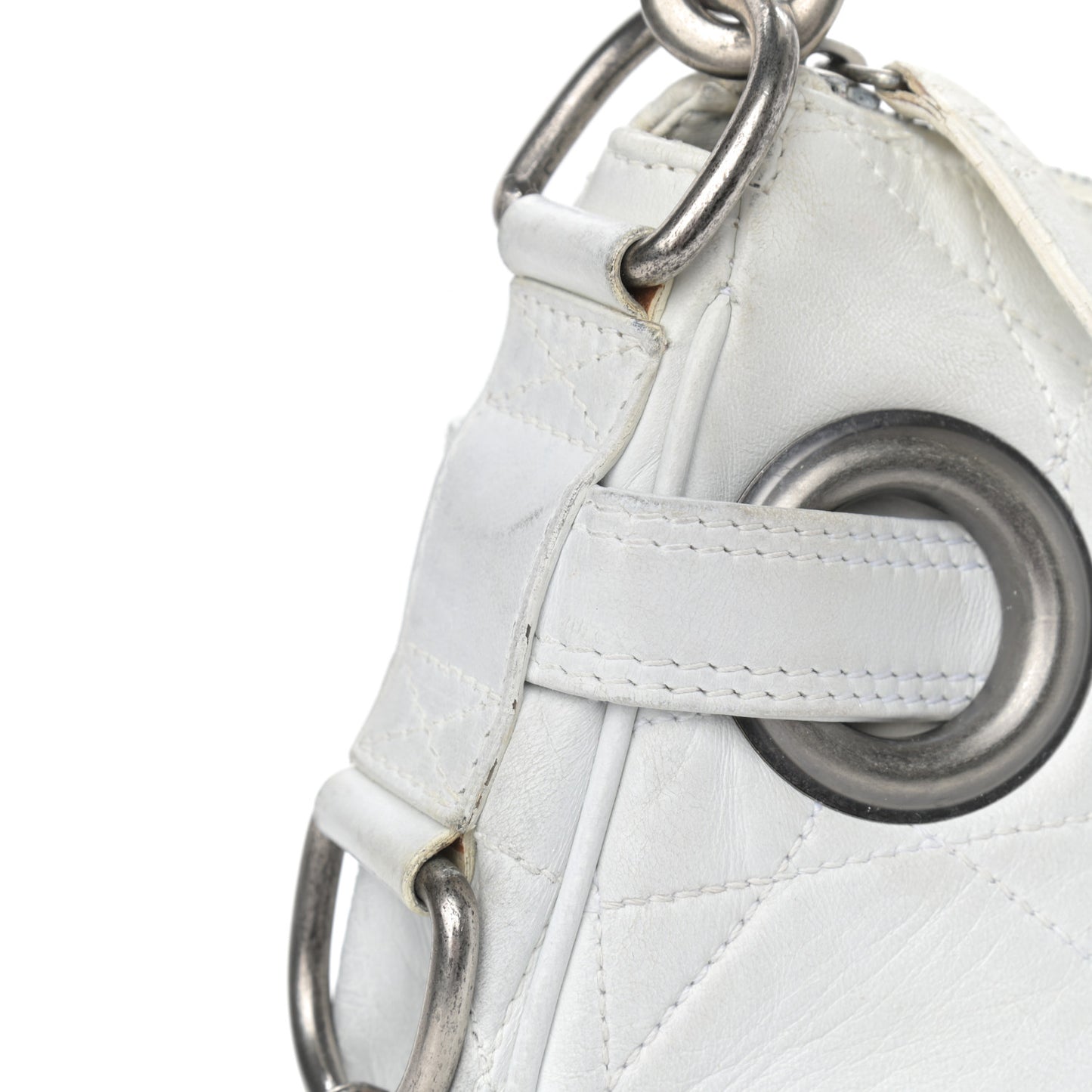 Lambskin Cannage Small Hobo White