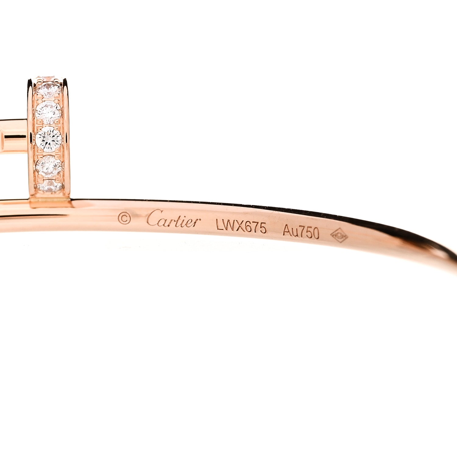 Cartier 18K Pink Gold Diamond Juste Un Clou Hoop Earrings 4 of 4
