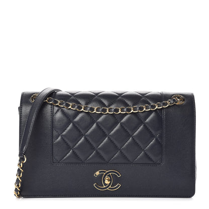 Chanel Sheepskin Quilted Vintage Mademoiselle Flap Navy 1 of 13