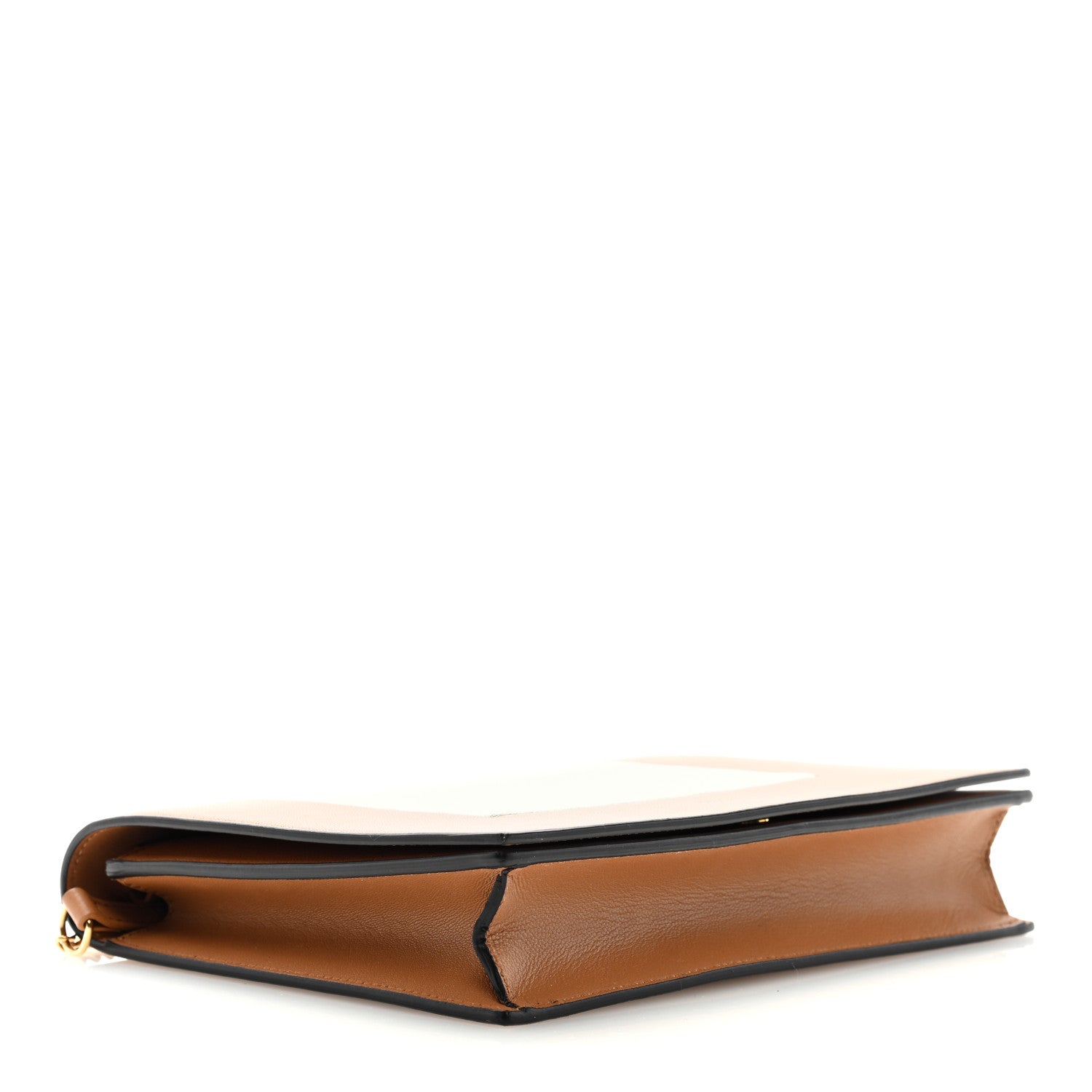 Celine Smooth Lambskin Frame Evening Chain Clutch Tan Optic White 4 of 8