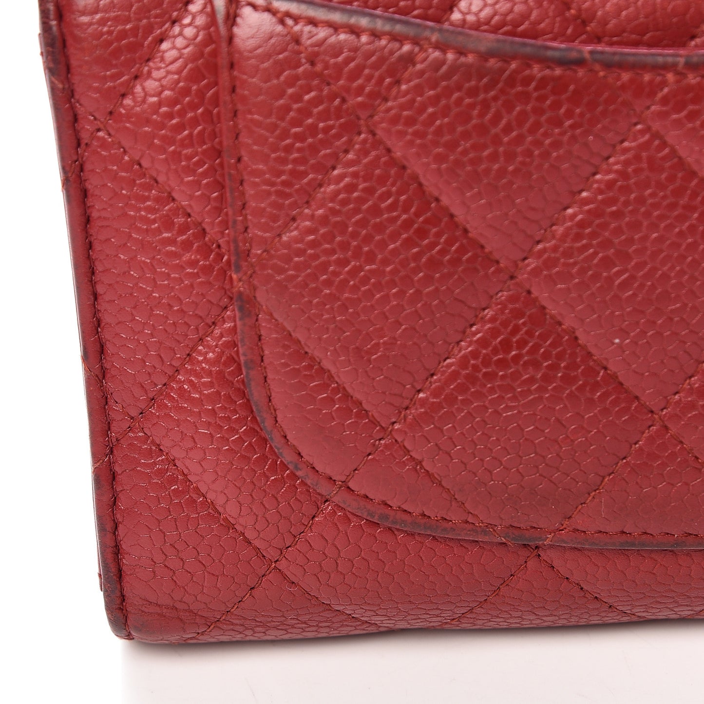 Caviar Quilted Large Flap Wallet Dark Red