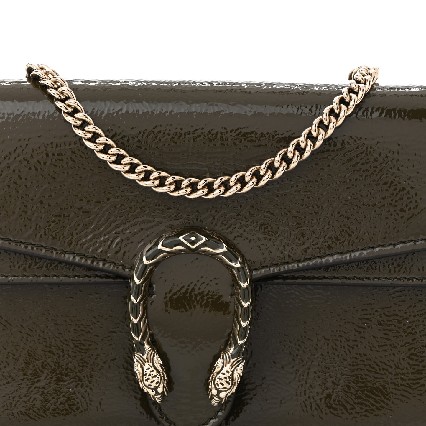 Crinkled Patent Mini Dionysus Shoulder Bag Green