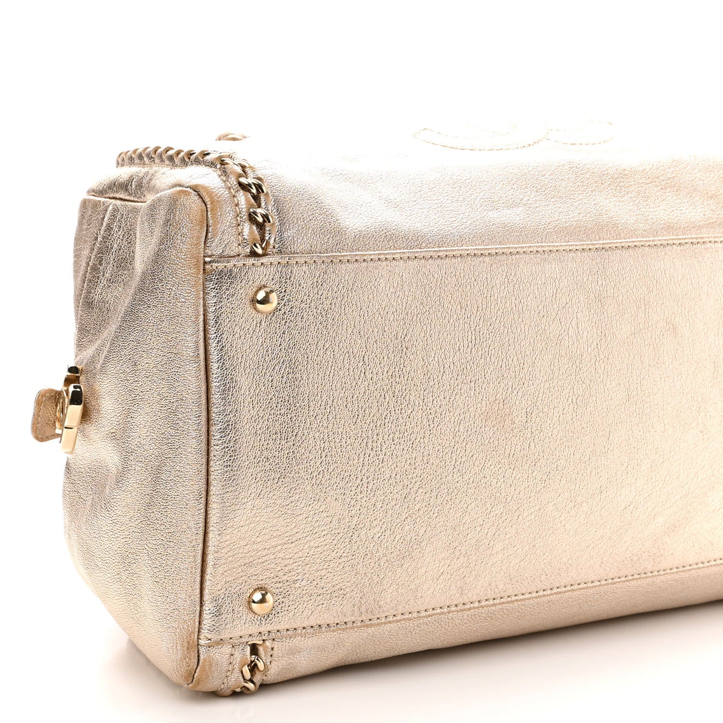 Metallic Goatskin Extra Large Luxe Ligne Luxury By Chanel Bowler Light Gold