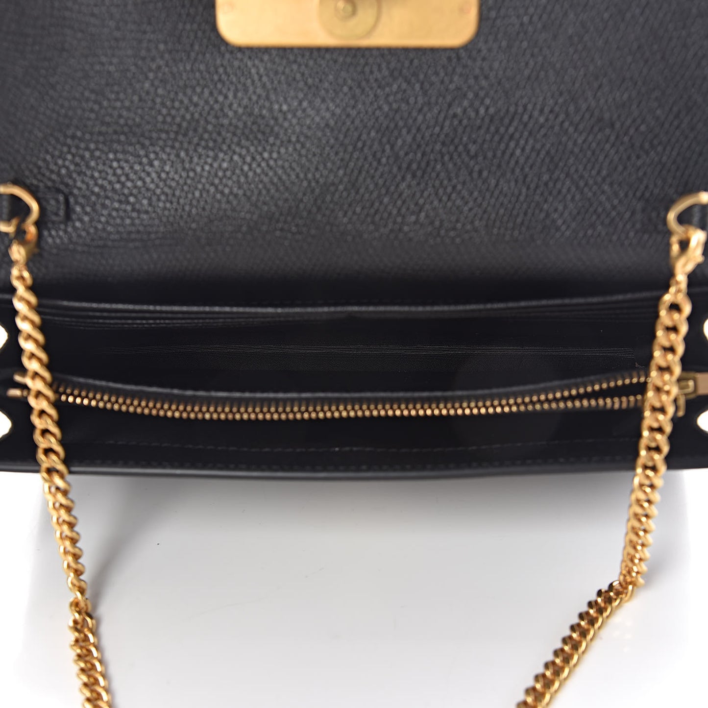 Grainy Calfskin Vlogo Wallet With Chain Black