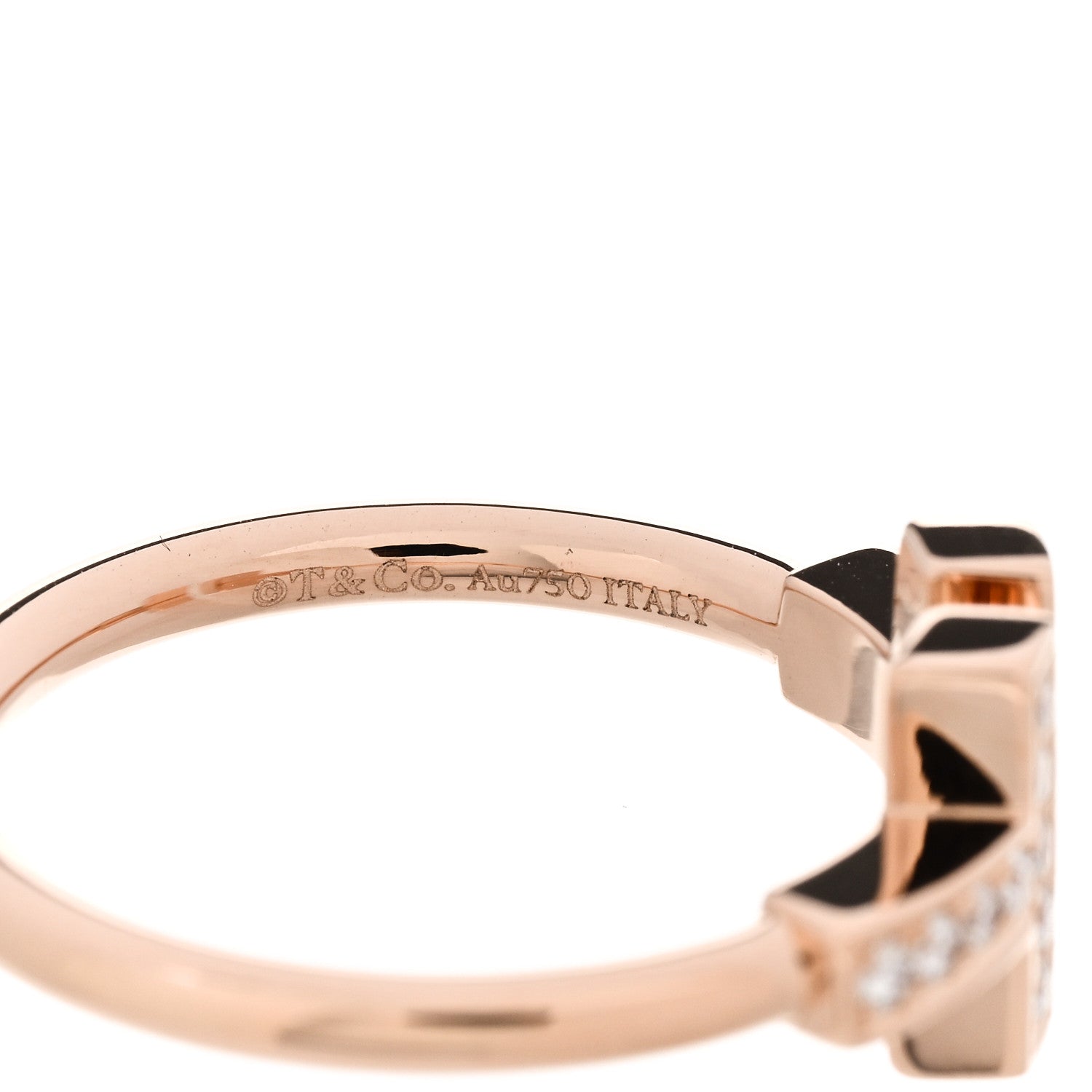 Tiffany 18K Rose Gold Diamond Mother of Pearl T Wire Ring 52 6 4 of 4
