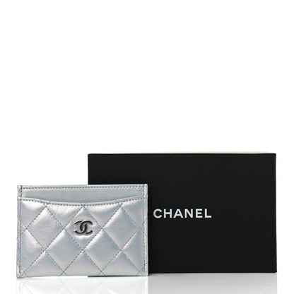 Chanel Iridescent Lambskin Quilted Card Holder Light Blue 8 of 8