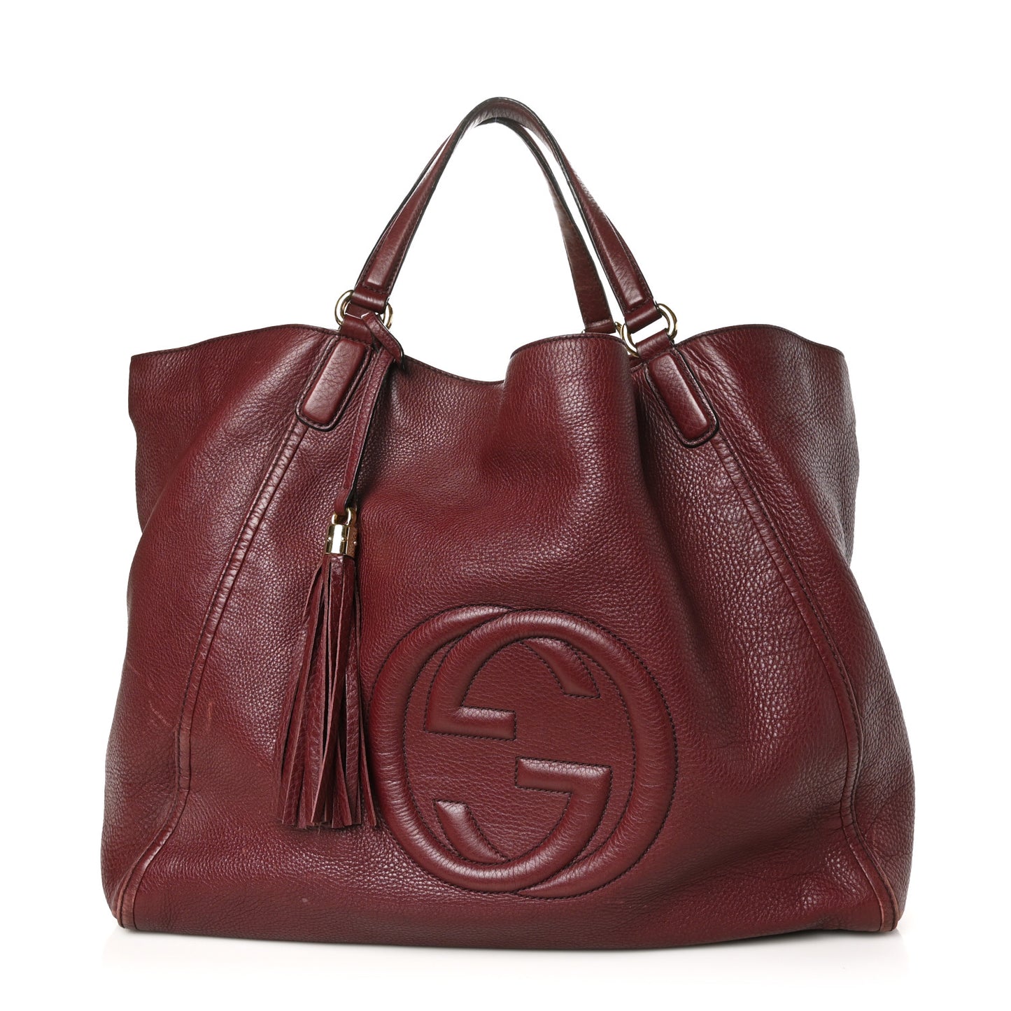 Pebbled Calfskin Large Soho Shoulder Bag Bordeaux
