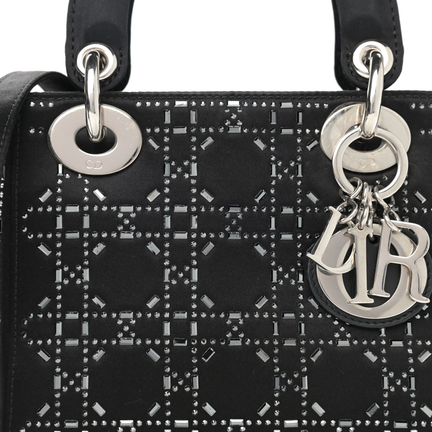Christian Dior Satin Crystal Cannage Mini Lady Dior Black 7 of 9