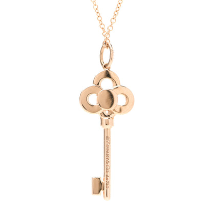 Tiffany 18K Rose Gold Diamond Mini Crown Key Pendant Necklace 4 of 4