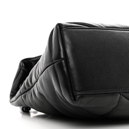 Saint Laurent Lambskin Quilted Monogram Monochrome Small Loulou Puffer Chain Satchel Black 9 of 10
