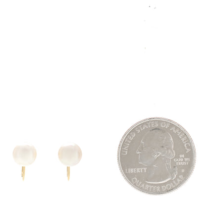Mikimoto 18K Yellow Gold Akoya Cultured Pearl 7-7.5mm Screw Back Earrings 2 of 4