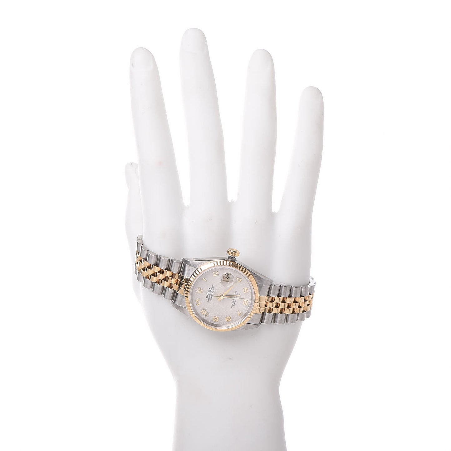 Stainless Steel 18K Yellow Gold 36mm Oyster Perpetual Datejust Watch White Arabic 16233