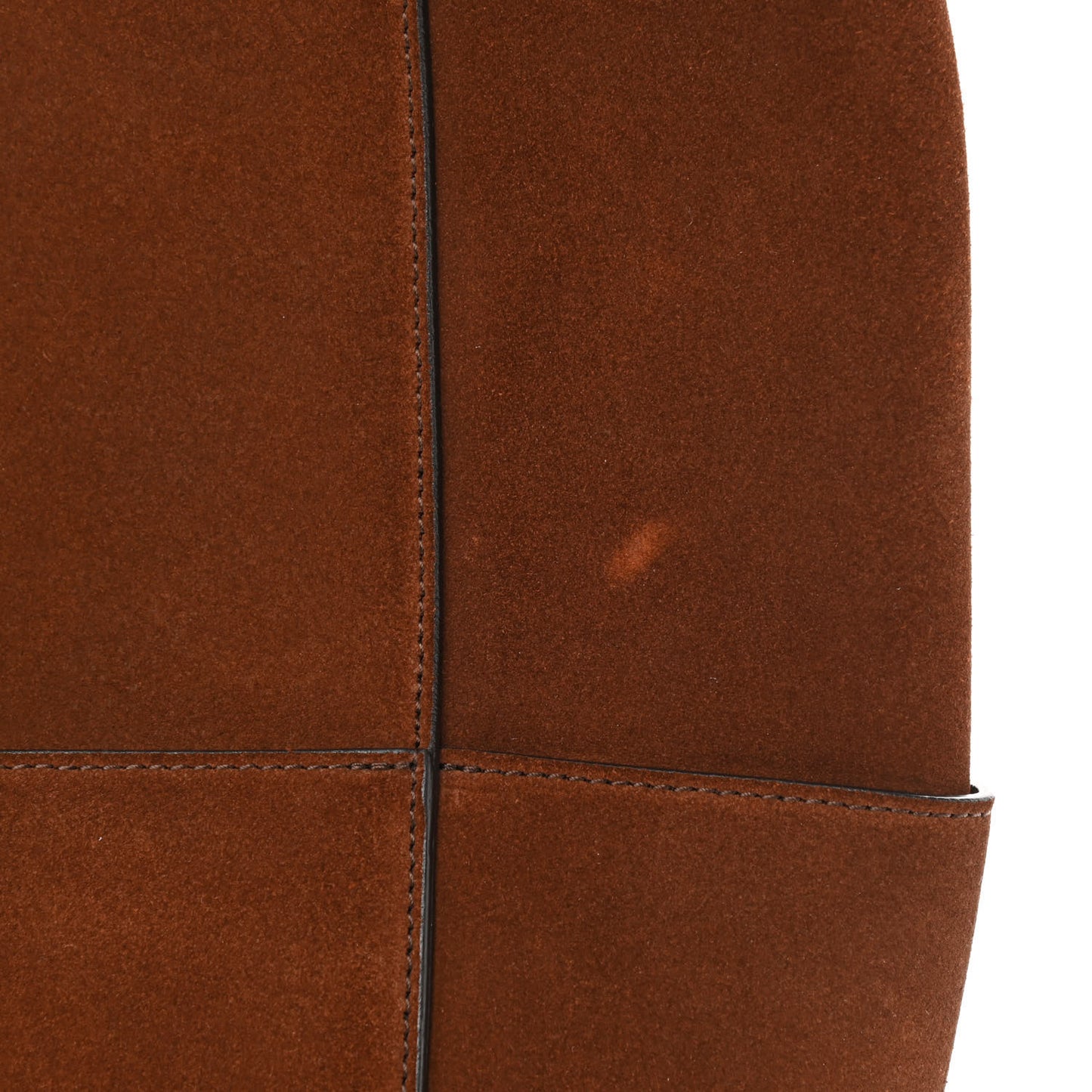 Suede Calfskin Sangle Bucket Bag Chestnut
