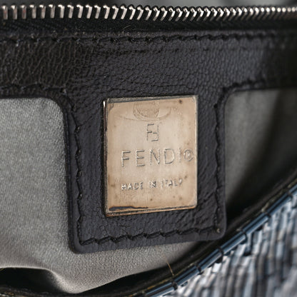 Fendi Satin Beaded Baguette Blue Black 6 of 15