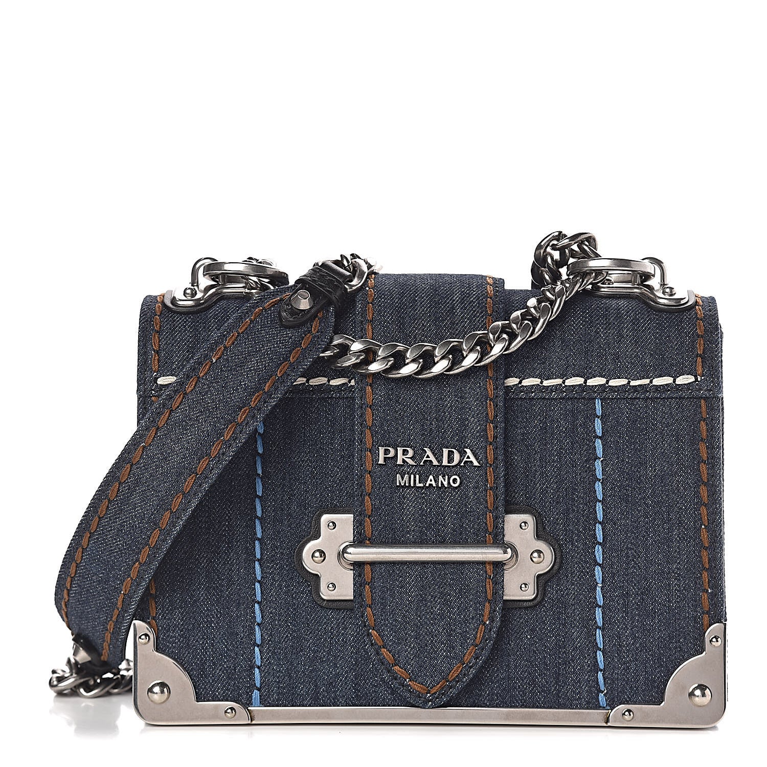 Prada Denim Small Cahier Bag Blue 1 of 9